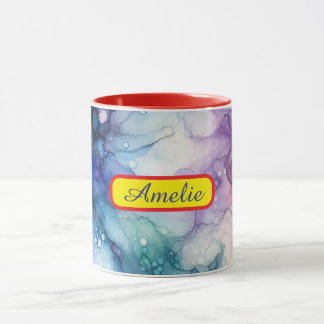 Personalized Alcohol Ink Style Mug with Name, gift マグカップ