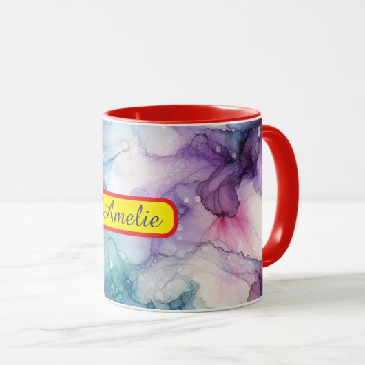Personalized Alcohol Ink Style Mug with Name, gift マグカップ (正面右)