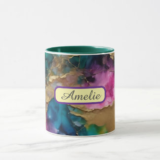 Personalized Alcohol Ink Style Mug with Name, gift マグカップ