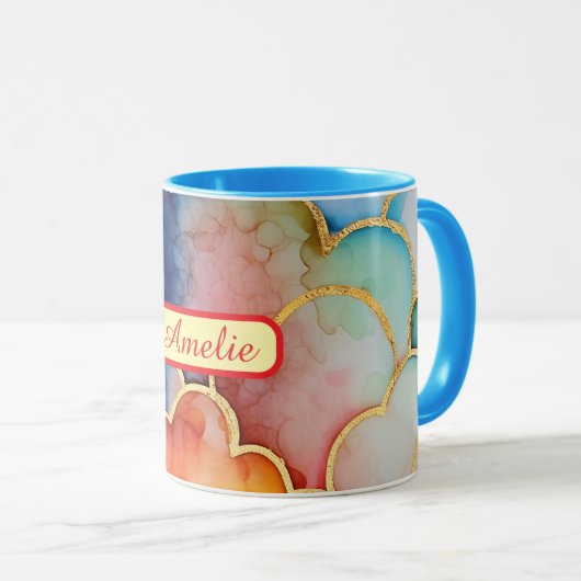Personalized Alcohol Ink Style Mug with Name, gift マグカップ (正面右)
