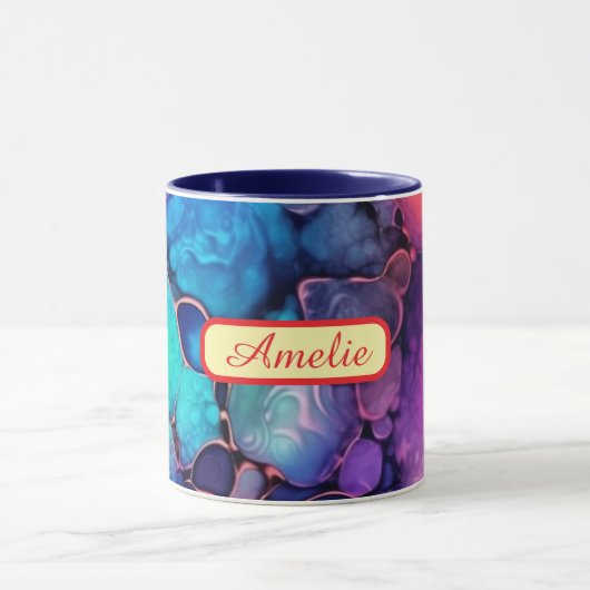 Personalized Alcohol Ink Style Mug with Name, gift マグカップ (中央)