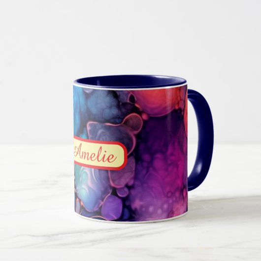 Personalized Alcohol Ink Style Mug with Name, gift マグカップ (正面右)