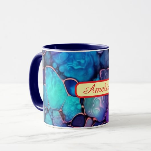 Personalized Alcohol Ink Style Mug with Name, gift マグカップ (正面左)