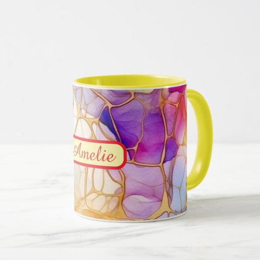 Personalized Alcohol Ink Style Mug with Name, gift マグカップ (正面右)
