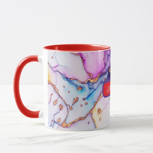 Personalized Alcohol Ink Style Mug with Name, gift マグカップ (左)