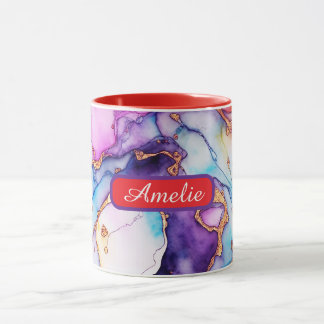 Personalized Alcohol Ink Style Mug with Name, gift マグカップ