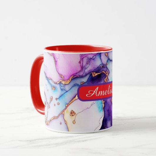 Personalized Alcohol Ink Style Mug with Name, gift マグカップ (正面左)