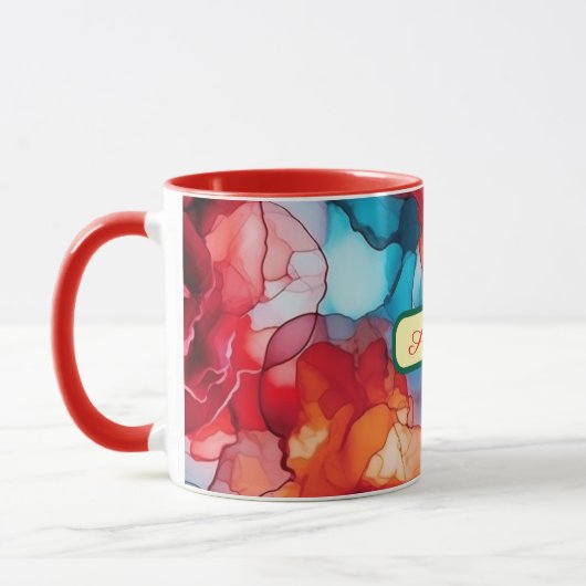 Personalized Alcohol Ink Style Mug with Name, gift マグカップ (左)