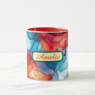Personalized Alcohol Ink Style Mug with Name, gift マグカップ