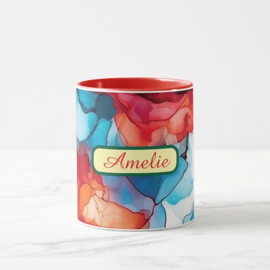 Personalized Alcohol Ink Style Mug with Name, gift マグカップ (中央)
