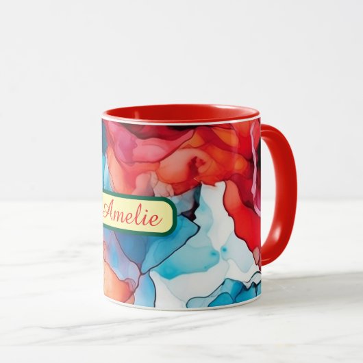 Personalized Alcohol Ink Style Mug with Name, gift マグカップ (正面右)