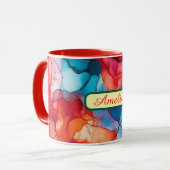 Personalized Alcohol Ink Style Mug with Name, gift マグカップ (正面左)