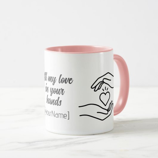 Personalized All My Love Hands Heart Mug マグカップ (正面右)