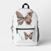 Personalized American Butterfly Name Backpack プリントバックパック (正面)