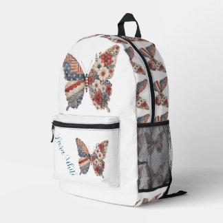 Personalized American Butterfly Name Backpack プリントバックパック