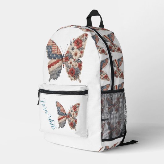 Personalized American Butterfly Name Backpack プリントバックパック (裏面右端)