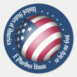 Personalized American Flag Globe and USA Motto ラウンドシール