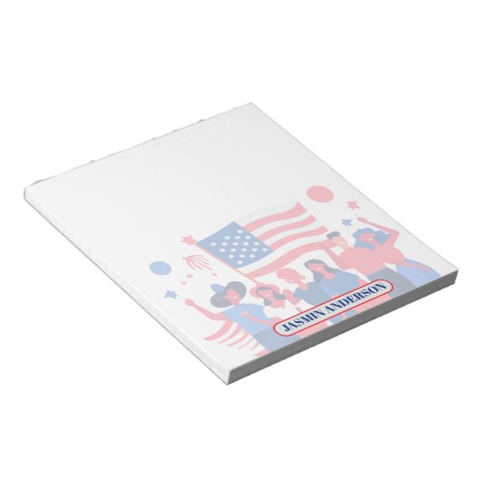 Personalized American Flag Patriotic USA  ノートパッド (アングル)
