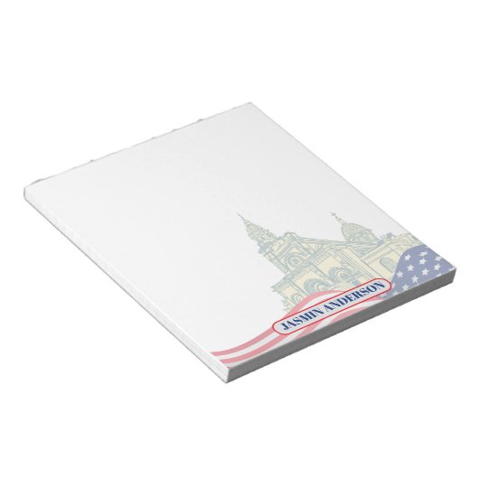 Personalized American Flag Patriotic USA  ノートパッド (アングル)