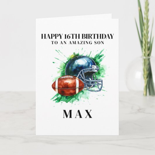 Personalized American Football Birthday Card サンキューカード (正面)