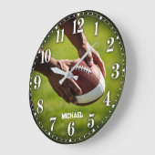 Personalized American Football Custom Name ラージ壁時計 (傾斜)