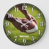 Personalized American Football Custom Name ラージ壁時計 (正面)