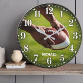 Personalized American Football Custom Name ラージ壁時計