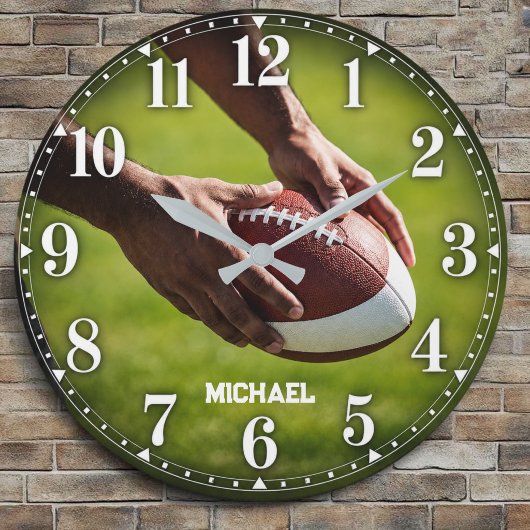 Personalized American Football Custom Name ラージ壁時計