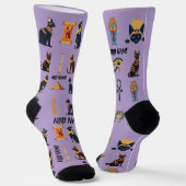 Personalized Ancient Egyptian Cat Socks & Pyramids ソックス (傾斜あり)