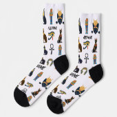 Personalized Ancient Egyptian Cat Socks & Pyramids ソックス (左)
