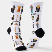 Personalized Ancient Egyptian Cat Socks & Pyramids ソックス (傾斜あり)