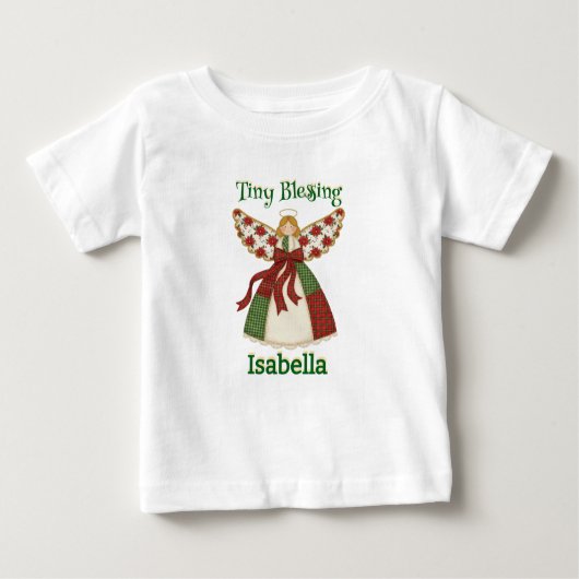 Personalized Angel Design – Cute Patchwork Style ベビーTシャツ (正面)