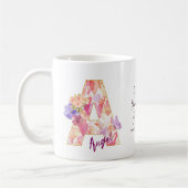 Personalized Angel Initial A with Heart Pattern コーヒーマグカップ (左)
