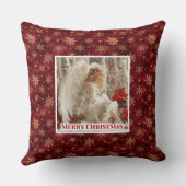 Personalized Angel Red Gold Kids Gift Best Xmas クッション (裏面)
