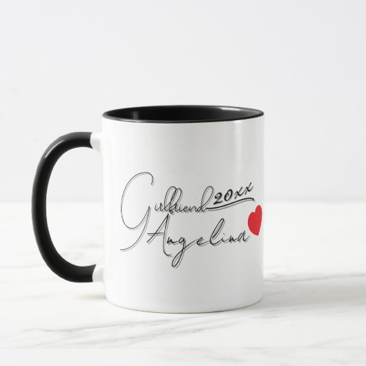 Personalized Angelina Name Girlfriend Red Hearts マグカップ (左)
