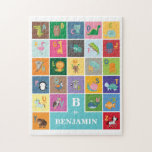 Personalized Animal Alphabet Monogram Custom Name ジグソーパズル<br><div class="desc">This design features colourful alphabet with cute animals that represent each letter of the alphabet. Personalize it with your child's name by clicking the "Personalize"button.</div>
