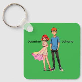 Personalized Anime Couple Square Keychain -  キーホルダー