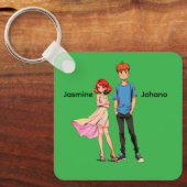 Personalized Anime Couple Square Keychain -  キーホルダー (正面)