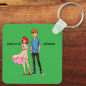 Personalized Anime Couple Square Keychain -  キーホルダー (裏面)