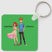 Personalized Anime Couple Square Keychain -  キーホルダー (裏面)