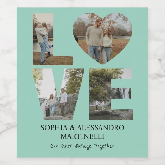 Personalized Anniversary Photo Wine Bottle Label ワインラベル (シングルラベル)