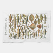 Personalized antique French Under-the-sea fish キッチンタオル (横)
