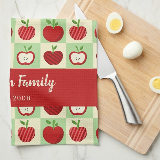 Personalized Apple Farmhouse Fall Family Decor キッチンタオル (四つ折り)