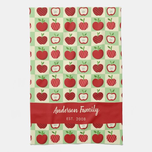 Personalized Apple Farmhouse Fall Family Decor キッチンタオル (縦)