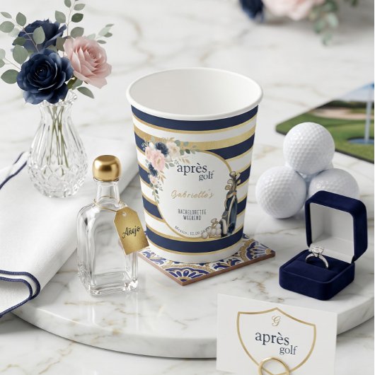Personalized Après Golf Bachelorette Weekend Gold  紙コップ