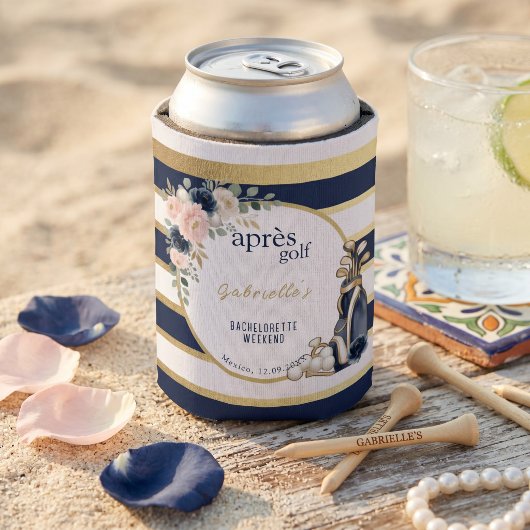 Personalized Après Golf Bachelorette Weekend Gold  缶クーラー