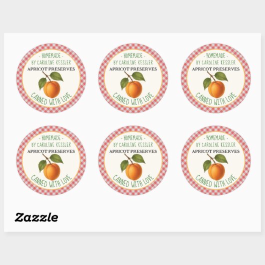 Personalized Apricot Preserves Canning Label Sheet ラウンドシール (シート)