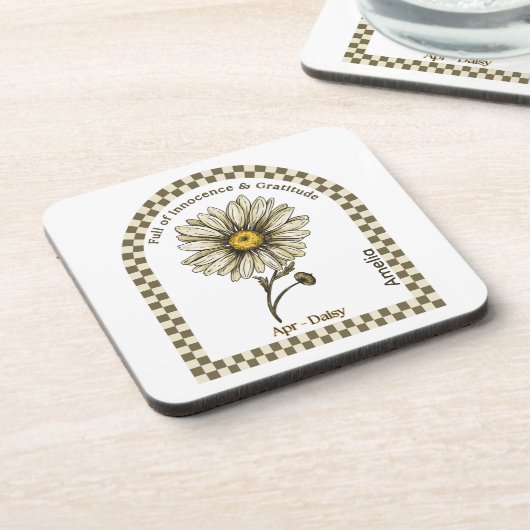 Personalized April Birth Month Flower Coaster コースター (左側)