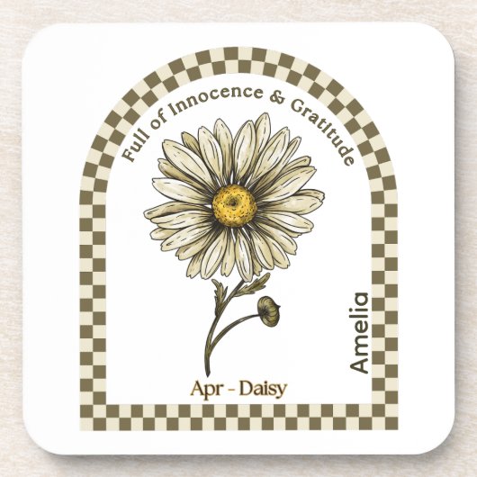 Personalized April Birth Month Flower Coaster コースター (正面)