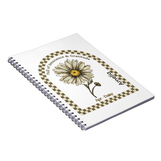 Personalized April Birth Month Flower Notebook ノートブック (右側)